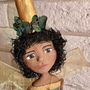 African American Art Doll, Princess, Paper Clay Doll, Hand Sculpted Figure, OOAK Art Doll