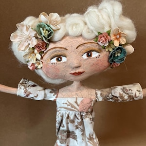 Gretchen: OOAK Art Doll, Folk Art Firgurine, Sculpted Art Doll, Handmade Doll, Paper Clay Doll