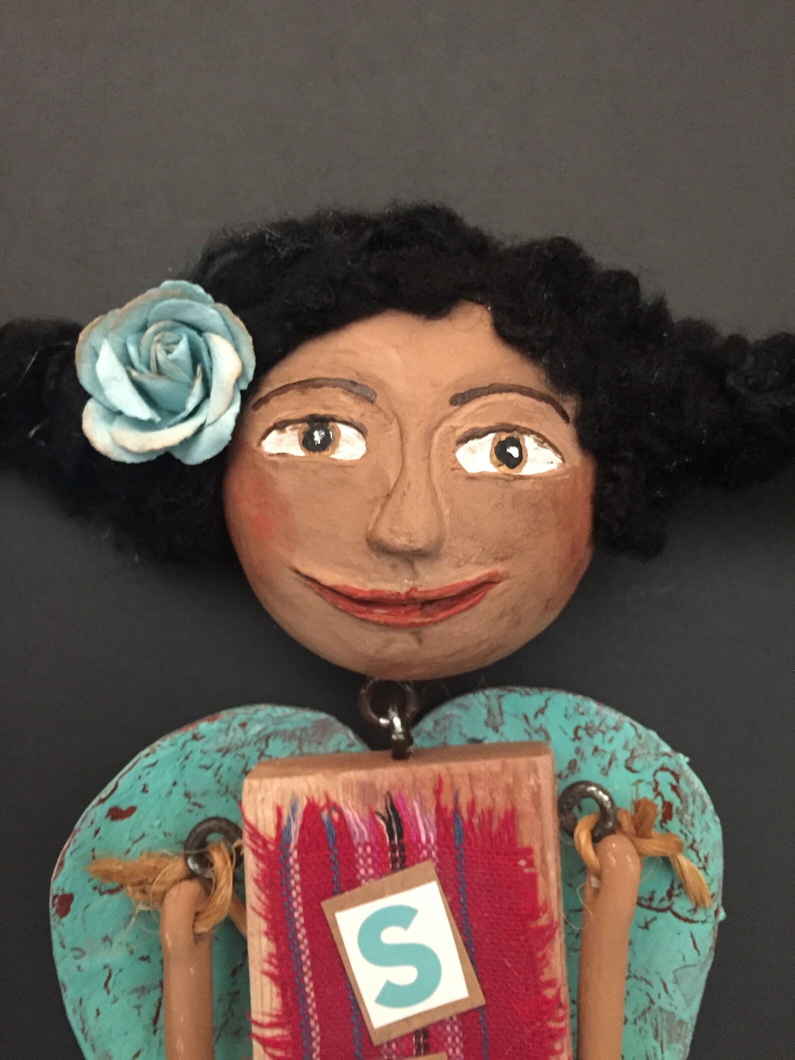 Susie Angel Art Doll, OOAK Art Doll, Wall Figurine, Angel, Paperclay