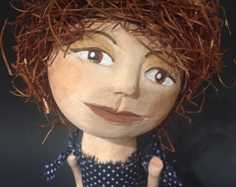 Judy: paperclay art doll, sculpted figurine, OOAK art doll, collectable