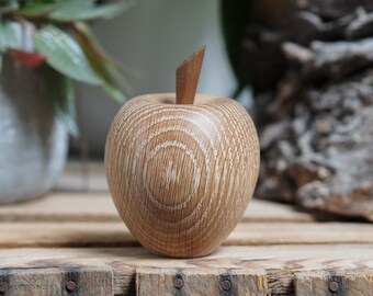 Woodturned Apple made from Limed Oak. Apple for teacher. Birthday gift. Housewarming. Anniversary gift. Fathers Day. Wooden apple.