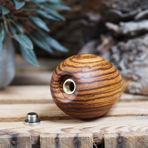 Wooden keepsake made from Zebrano wood. Cremation urn. Keep a token of a loved ones ashes in an attractive, secure wooden miniature urn image 4