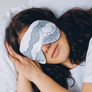 Moon gift, Sleep mask for women, Adjustable sleep mask, Cotton blindfold, gift for mom, self care gift image 1