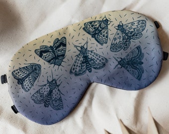 Moth sleep mask, Cottagecore eye mask, Insect print, dark academia accessories, travel gift, relaxation