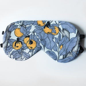 Adjustable sleep mask, adult sleep mask, travel mask, plant lover gift, botanical gift, apple tree printed gift, sleep mask set, selfcare Apple tree