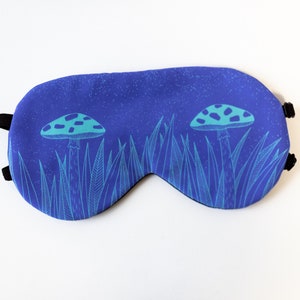 Blue mushroom mask, Adjustable sleep mask, mushroom accessories, Electric Blue sleep mask, travel mask Electric Blue