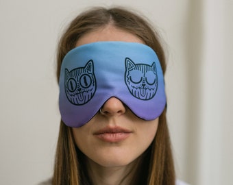 Moonlight CaT skull, Cat lover gift, Sleep Mask, Adjustable Travel Mask, Eye Mask, Self Care, Relaxation, Vacation mask, Animal lover gift
