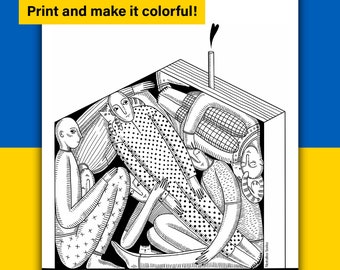 DIY Paint Party, Printable Coloring Page, Ukrainian seller, Pray for Ukraine, Ukraine in my heart, Take care of Ukraine, housewarming gift