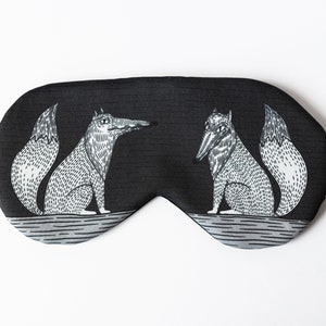 Fox gift, sleep mask, fox lover gift, fox family print, gift for bestfriend, gift for animal lover, animal couple image 3