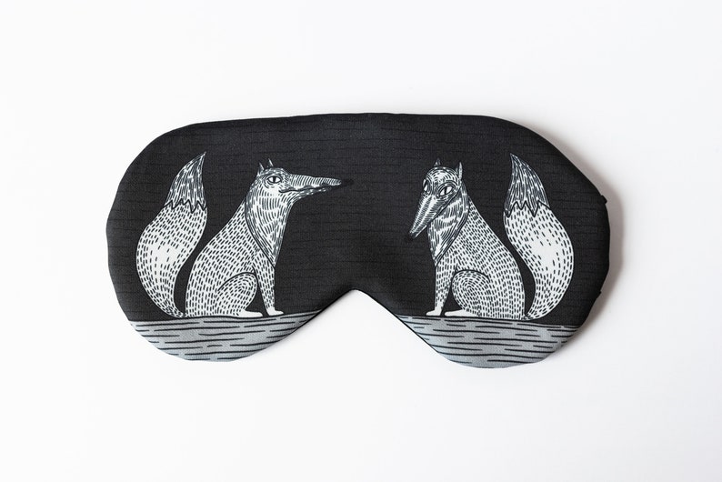 Fox gift, sleep mask, fox lover gift, fox family print, gift for bestfriend, gift for animal lover, animal couple image 3