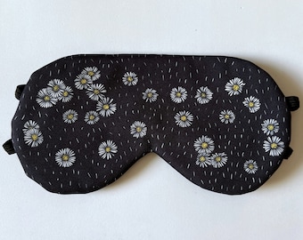 Eye Sleep Mask Soft Cotton Daisy Print Relax Summer Gift Blackout Travel Print US Made Selfcare