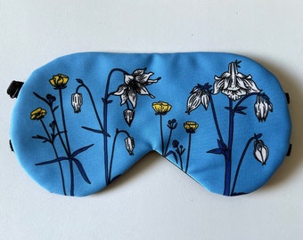 Eye Sleep Mask Soft Cotton Wildflowers Print Relax Summer Gift Blackout Travel Print UA Made Selfcare