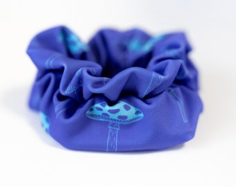 Mushroom scrunchies, scrunchies for hair, royal blue scrunchies, hair accessories