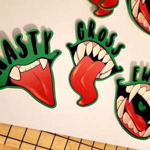 NASTY, BRUTO, EWWW-tandenstickers | Verschrikking | Macaber | Griezelig