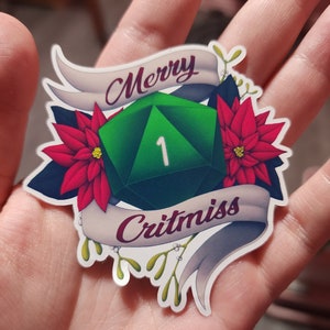 Merry Critmiss 2022 | Design atualizado | Mais vendido! | Adesivo D&D | Adesivo Nerdy