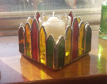 Stained glass candle holder