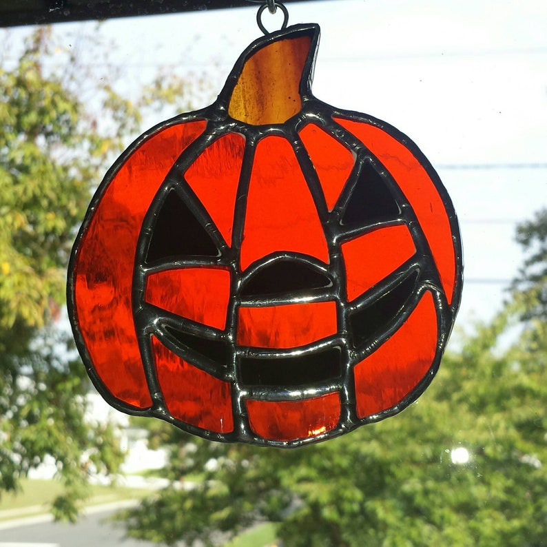 Stained Glass Pumpkin Stained Glass Jack O Lantern Halloween | Etsy