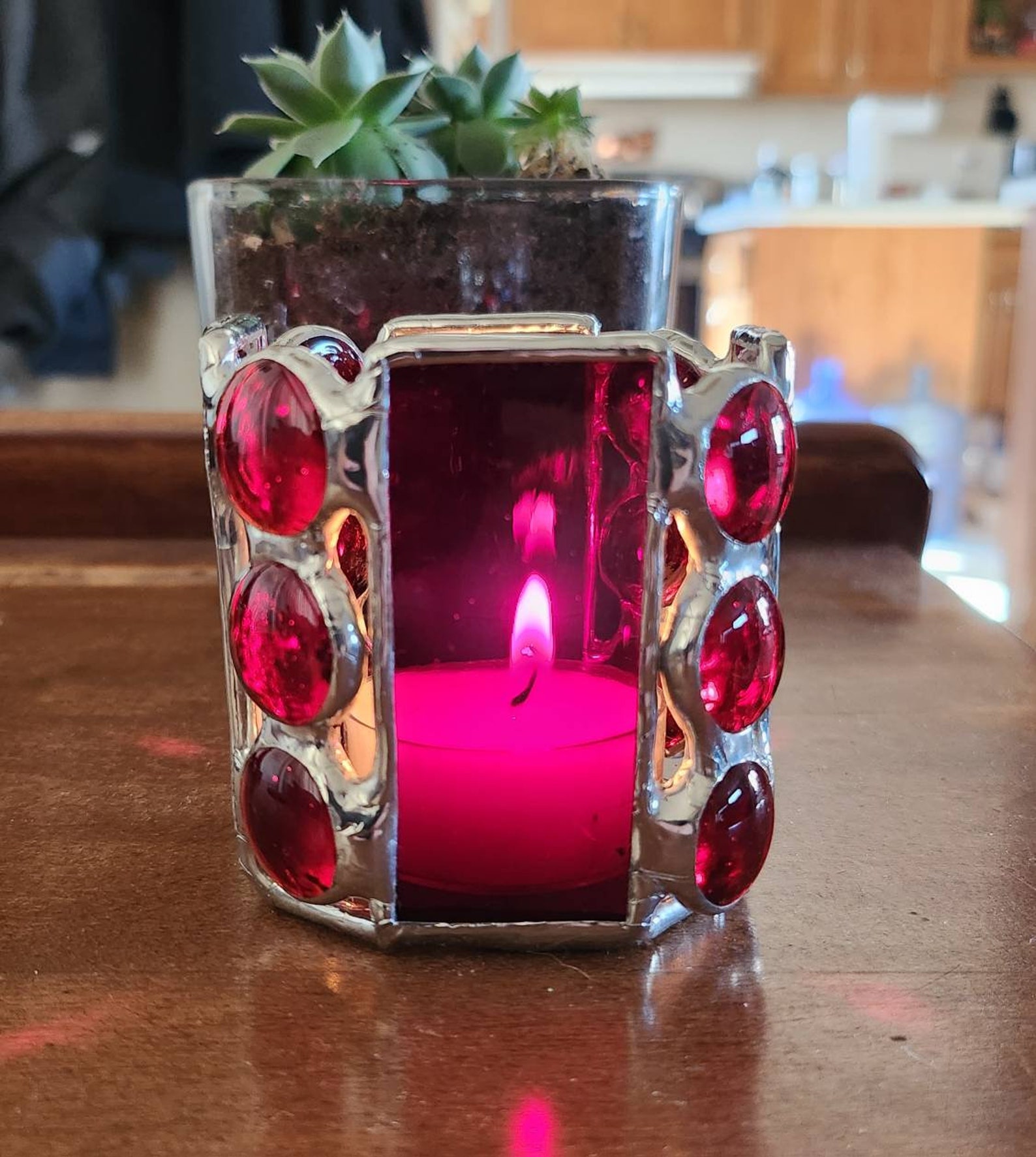 Stained Glass Candle Holder, Stained Glass Tealight Holder, Stained