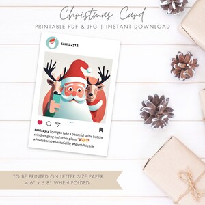 Tarjeta navideña ilustrada e imprimible I Tarjeta con ilustración / Tarjeta divertida / Descarga digital instantánea / Tarjeta festiva de temporada