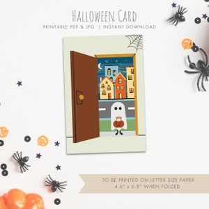 Illustrierte druckbare Halloween Karte | Digitale Halloween Karte | Grußkarte | Karte Geschenk