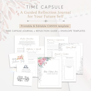 Plantilla de carta de cápsula del tiempo / Carta personalizada para mi yo del futuro / Plantilla de Canva imprimible y editable / Diario de reflexión y establecimiento de objetivos