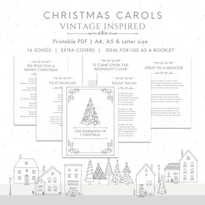 Weihnachtslieder Songbook Druckbare PDF | Singalong Buch | Weihnachts-Liederheft | Schlichtes Vintage Design | Sofort Download