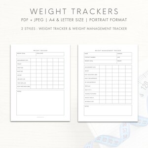 Gewicht-Tracker | Druckbare PDF | A4 & Letter Format | Hochformat