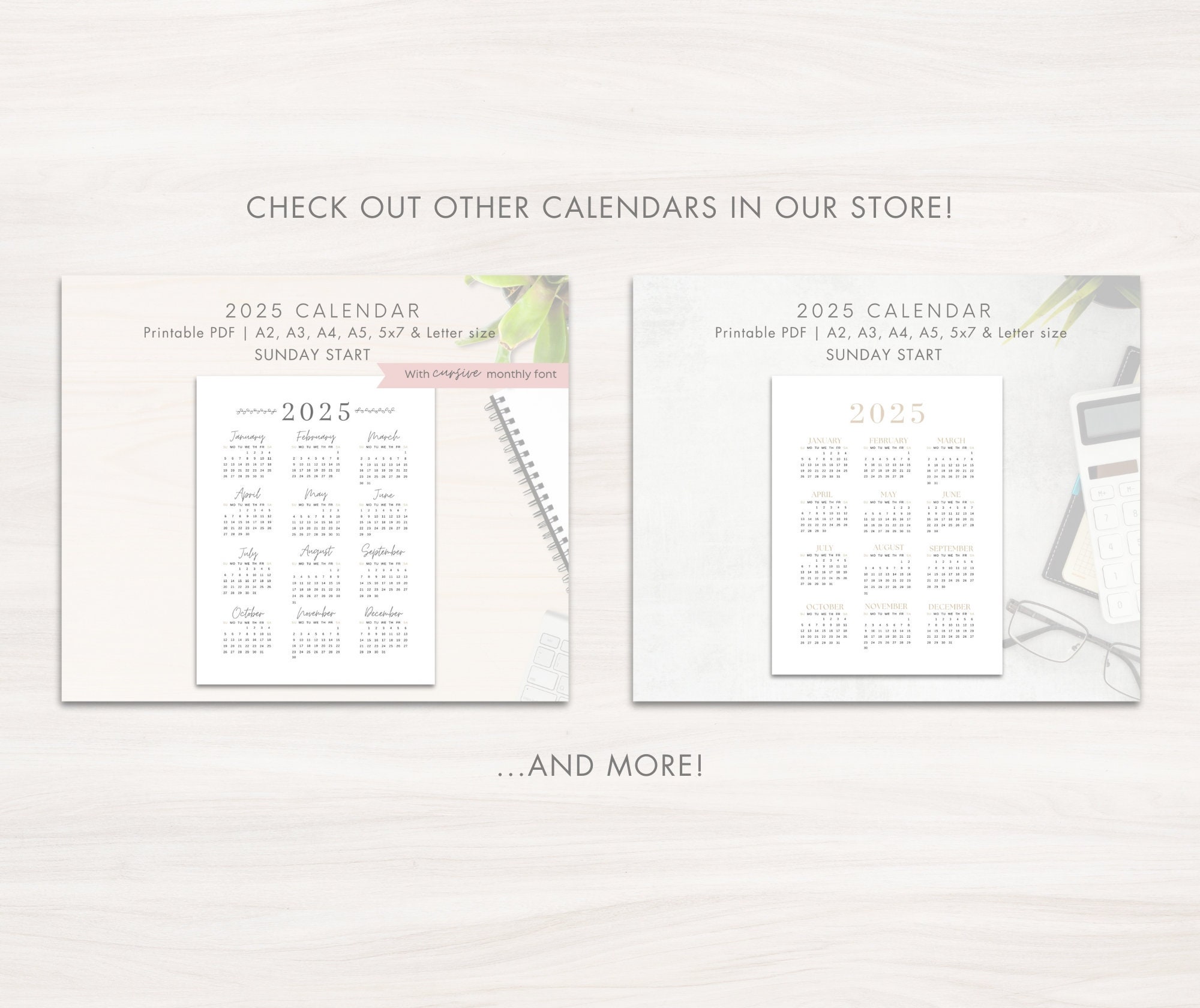 2025 Year Calendar Printable, SUNDAY Start, Year Overview 2025, One