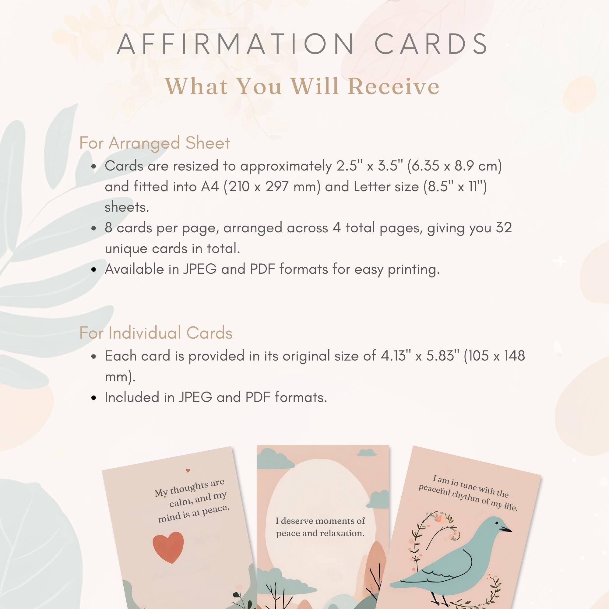 Calm Affirmation Cards, Printable Mindfulness and Positivity Daily ...