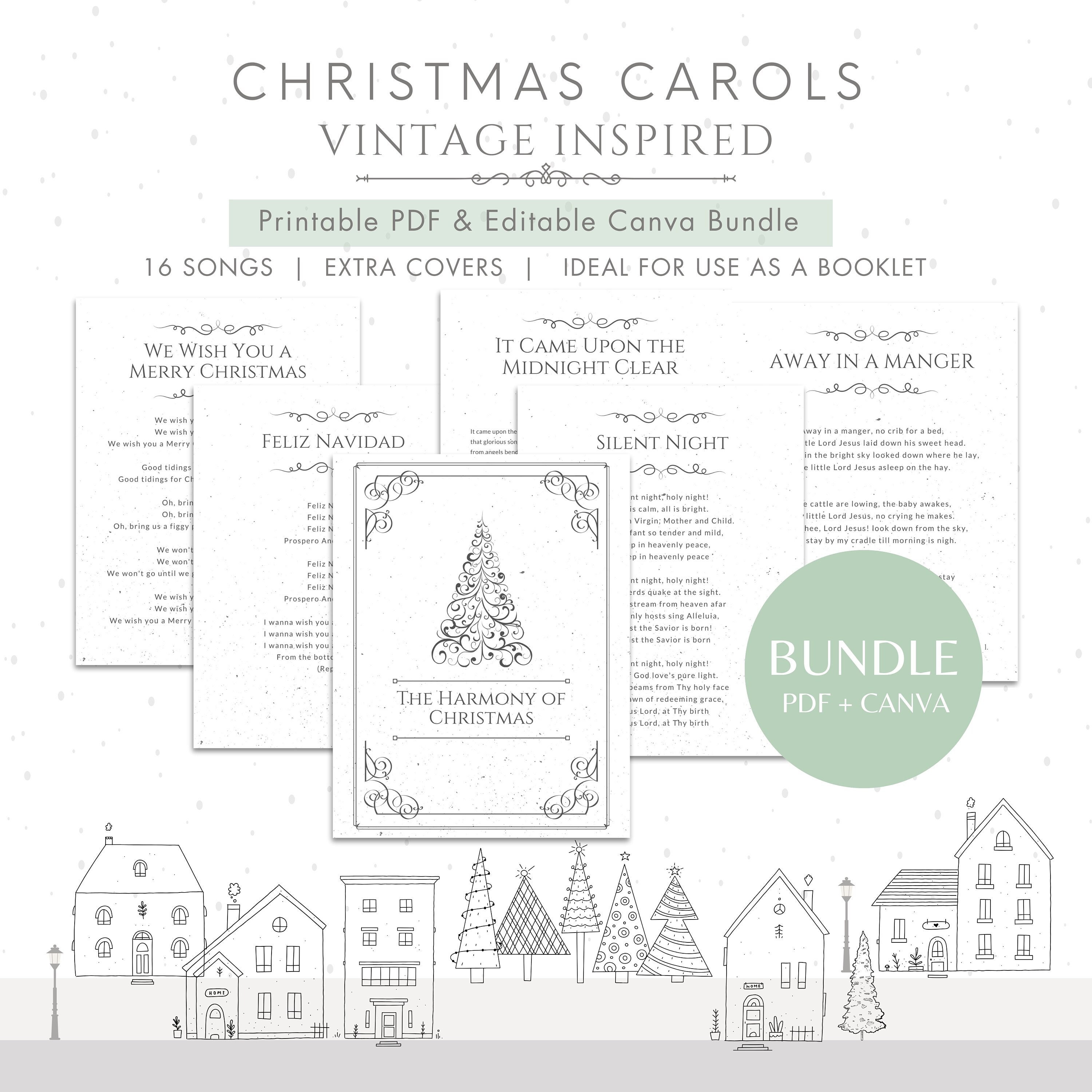 christmas carols songbook bundle | printable pdf & canva editable
