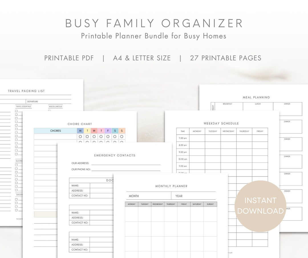 Busy Family Organizer Printable | Household Planner | Printable Planner ...