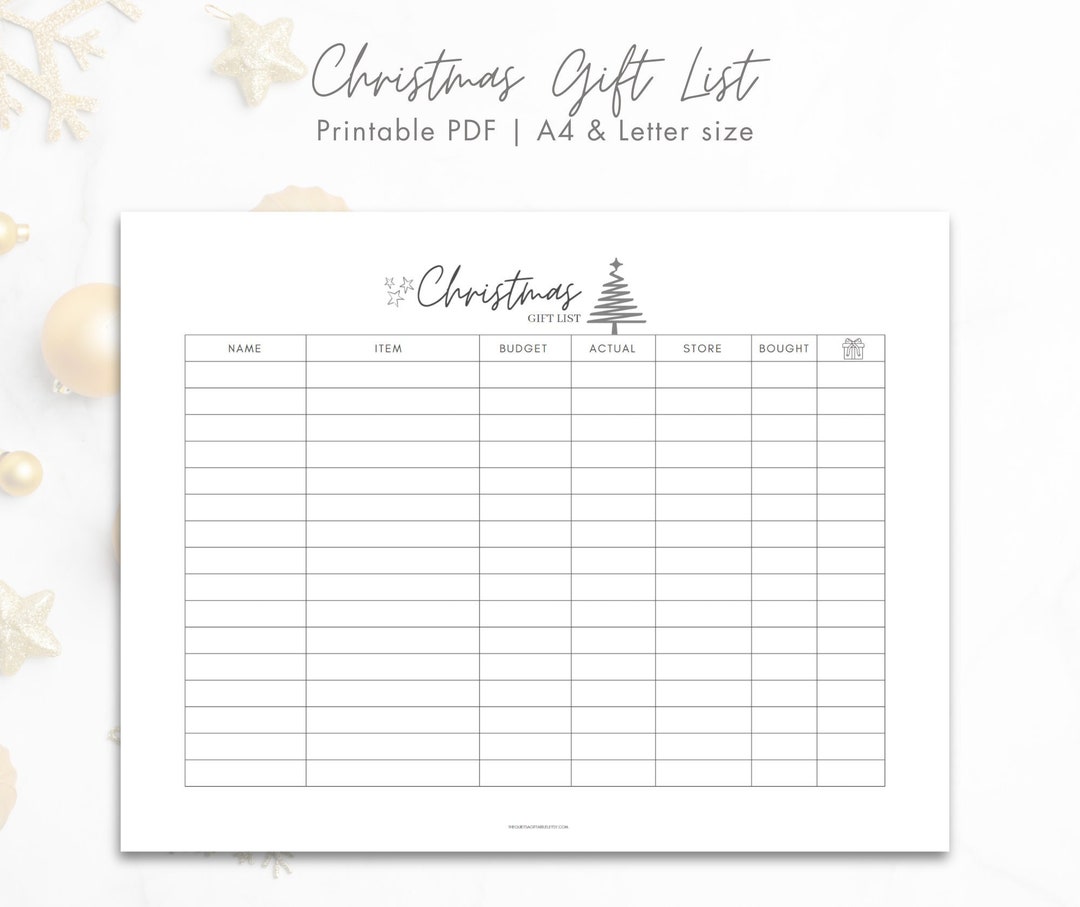 Christmas Budget List Printable
