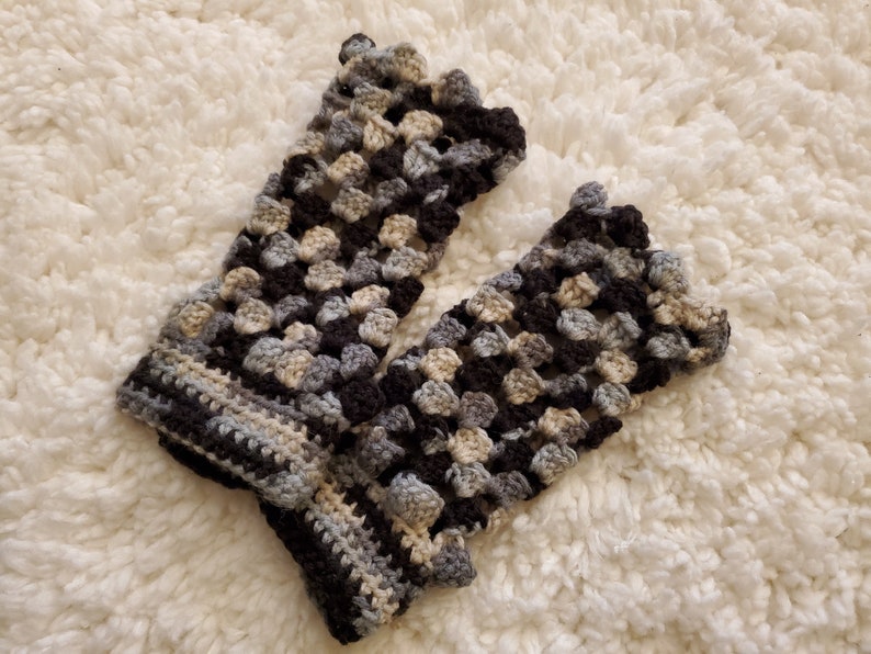 Handmade crochet fingerless gloves and beanie set