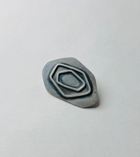 Vintage Sterling Silver Modernist MOP Brooch/Pendant Signed Mexico ATI