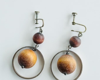 With stamp /Vintage Aarikka earrings designed by Kaija Aarikka in 1960s, made in Finland