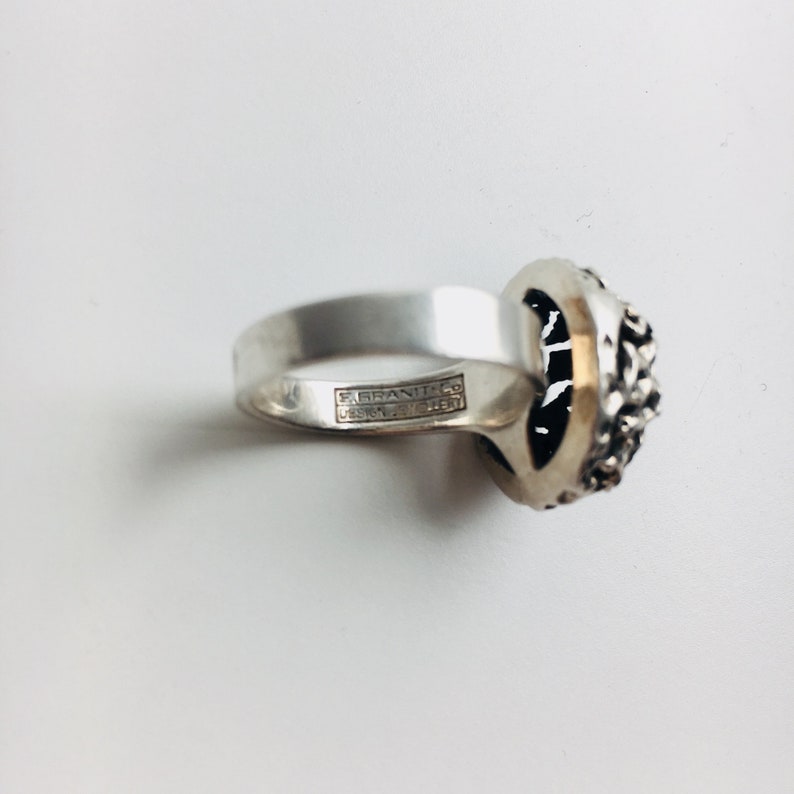 Made in Finland made by Finnish Jewelry designer Erik Granit in 1969 Modernist Finnish Sterling silver ring