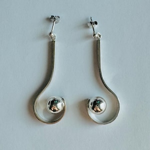 A pari of Modernist Sterling silver earrings, Made in Sweden