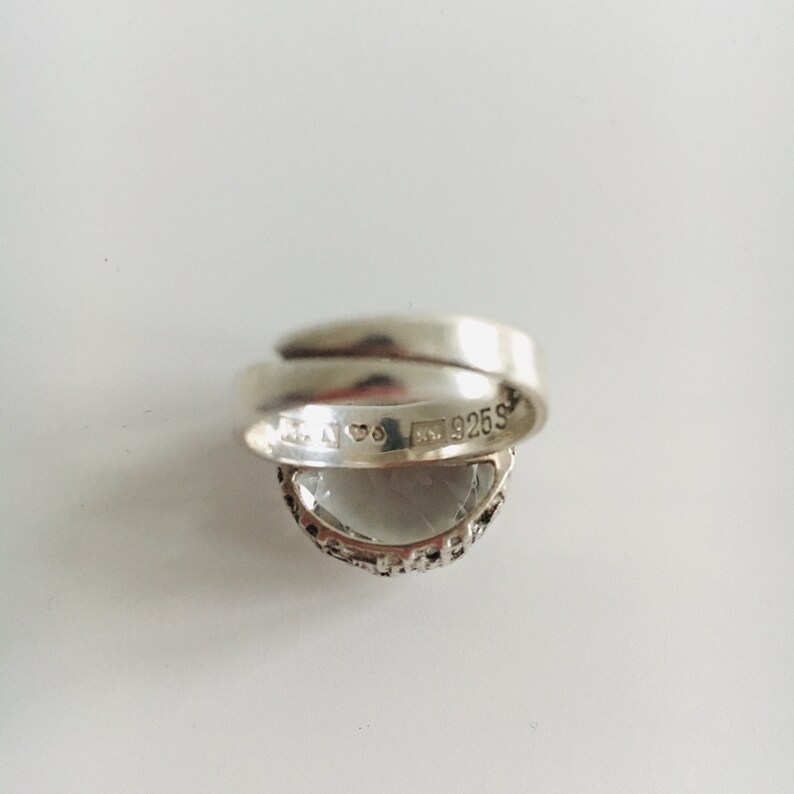 1968 Bengt Hallberg A big Modernist sterling silver and Rock Crystal ring Made in Sweden