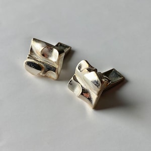 Modernist Sterling silver cufflink designed by Björn Weckström for Lapponia, Made in Finland 1980