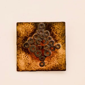 Modernist Finnish enamel brooch , made by Finnish Jewelry artists Pirkko Kettusen, Made in Finland, 1970