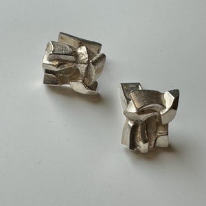 Signed/ Brutalist Modernist vintage  Sterling silver cufflink designed by Björn Weckström for Lapponia, Made in Finland 1970