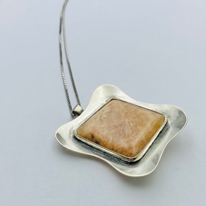 Modernist silver pendant / brooch with stone , 1956, Made in Finland