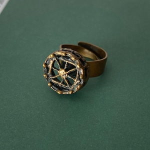Vintage Modernist Pentti Sarpaneva Bronze pitsi ring , Turun Hopea, 1970s, Made in Finland