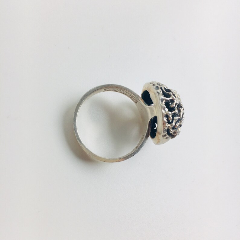 Made in Finland made by Finnish Jewelry designer Erik Granit in 1969 Modernist Finnish Sterling silver ring