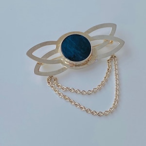 Vintage modernist silver brooch with spectrolite by Kalevi Sara for Salovaara Made in Finland , 1986
