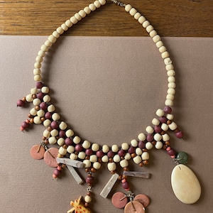 Vintage wooden necklace, 1980s