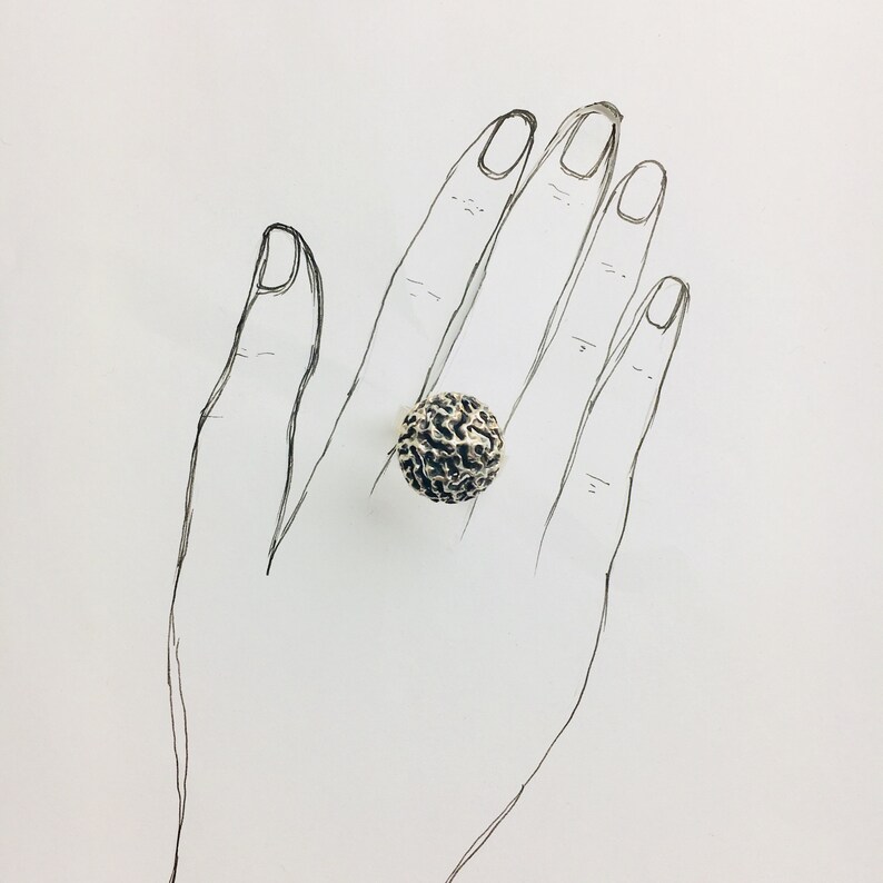 Made in Finland made by Finnish Jewelry designer Erik Granit in 1969 Modernist Finnish Sterling silver ring
