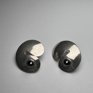 Super special a pair of amazing Modernist Vintage sterling silver & Onyx earrings with style of Georg Jensen jewelry