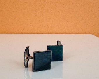 Signed/ with Original box  Modernist vintage  Sterling silver cufflink with spectrolite for Kaunis koru ( was belong to Kalevala koru)