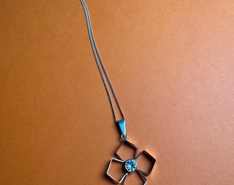 Modernist Finnish sterling silver & crystal pendant  designed by Turun Kultatuote oy, 1970s,made in Finland